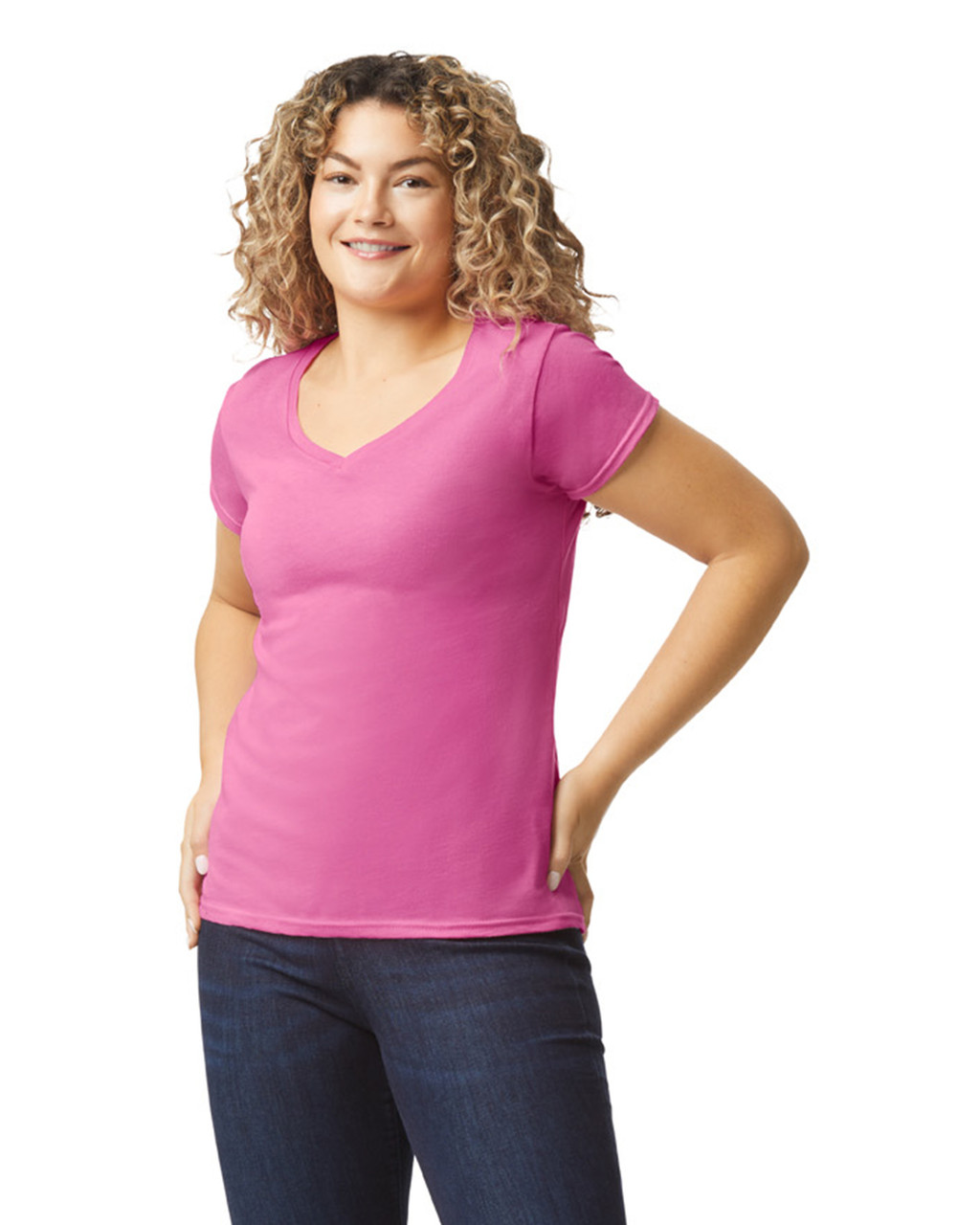 Dámské Tričko s Véčkovým Výstřihem Gildan na Vlastní Potisk