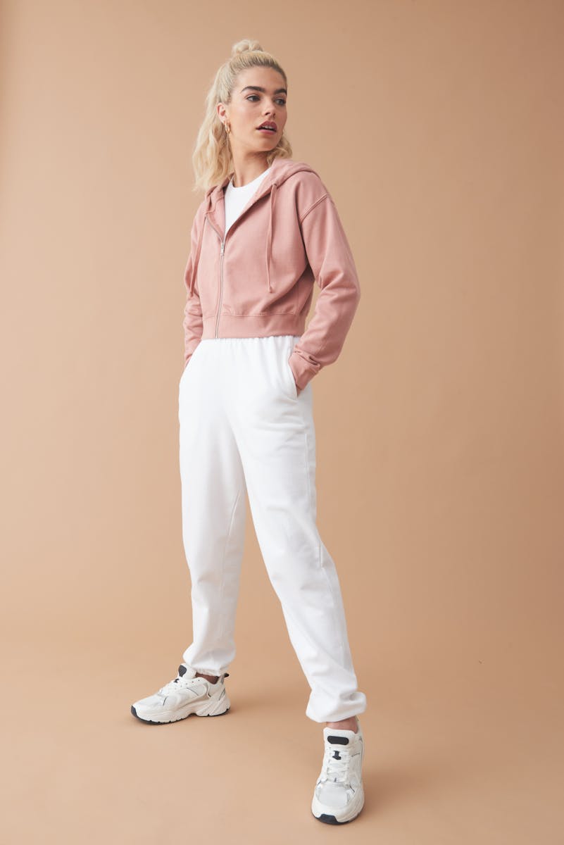 Zkrácená Dámská Mikina AWDis s Kapucí a Zipem na Potisk